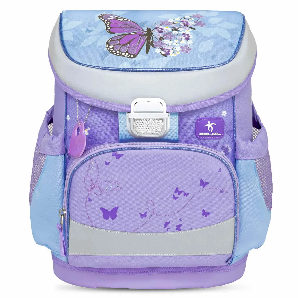Belmil Mini-Fit Schulranzen-Set 4-tlg. - PURPLE BLUE BUTTERFLY