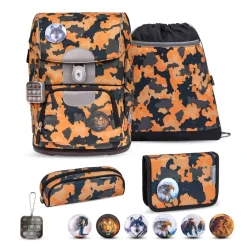 Belmil Motion Schulranzen-Set 5-tlg. - ORANGE CAMOUFLAGE