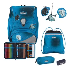 Scout Alpha Exklusiv Safety Light - POLAR BLUE - Schulranzen-Set 5-teilig