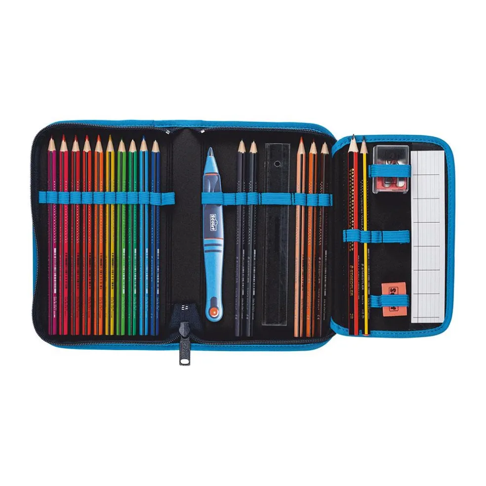 Scout Alpha Exklusiv Safety Light - POLAR BLUE - Schulranzen-Set 5-teilig