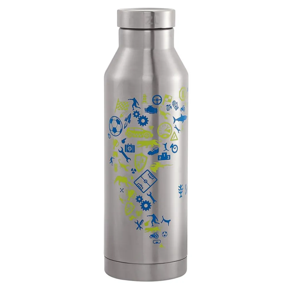 Step by Step Trinkflasche isoliert - BLUE & YELLOW